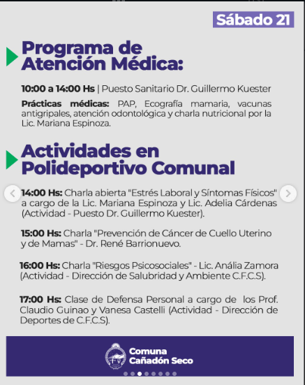 Afiche de programa de atención médica y actividades